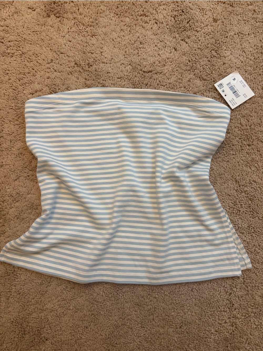 American Eagle Outfitters Light Blue and White Striped Tube Top